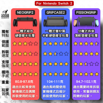 Switch 2分離式握把保護軟套 FissionGrip 適用NS2的人體工學分離握把（原廠底座相容）
