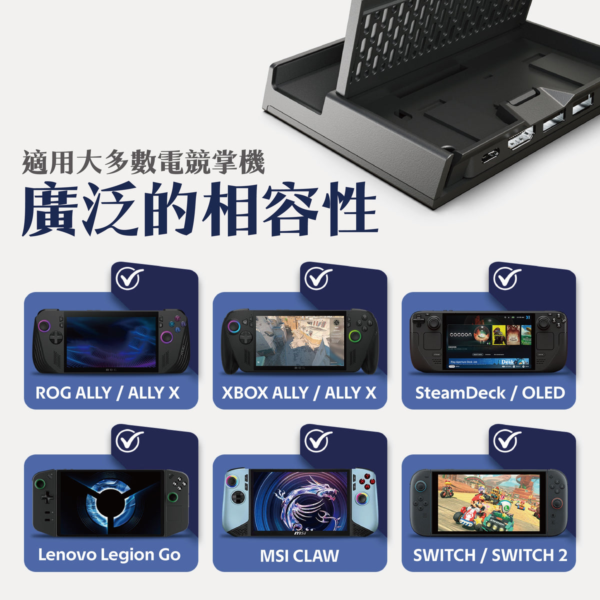 ONE DOCK多功能擴充便攜底座 適用Steam Deck/XBOX Ally/ROG Ally X/MSI CLAW等電競掌機